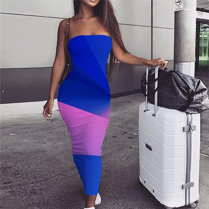 Cube Dress Women Colorful sleeveless Abstract Sundress Womens Clothing Vintage