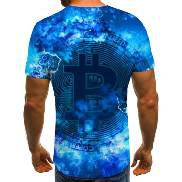 
Bitcoin T shirt Men Lightning Anime Clothes Smoke Cloud Tshirts Casual Blue Shirt Print
                