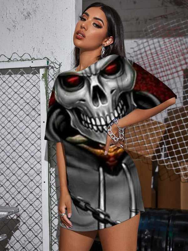 
Skull T Shirt Women Skeleton Gothic Rock Funny T shirts Hip Hop Tshirt Printed
                