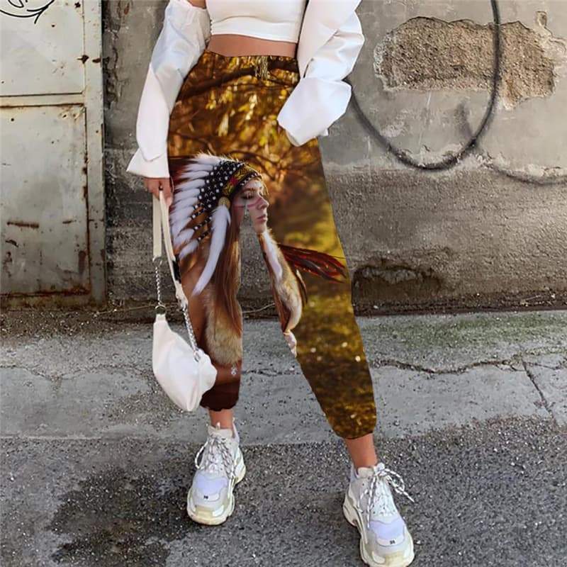 Indios Trousers Women Colorful 3d Printed Landscape Casual Pant Women Sweatpants - KYKU