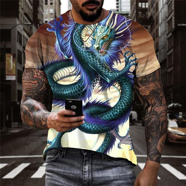 Long T shirt Men Animal Anime Clothes Waves Tshirt Printed Harajuku Tshirts Casual