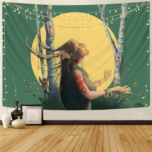 Indios Tapiz Moon Home Tapestrys Painting Tenture Mandala Art Tapestries