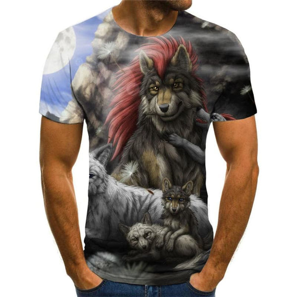 
Wolf T shirt Men Animal Shirt Print Home Tshirts Casual Mens Clothing Punk Rock
                