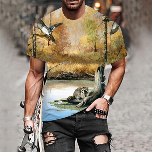 
Animal T-shirt Men Landscape T-shirts 3d Tree Shirt Print Harajuku Tshirts Casual
                
