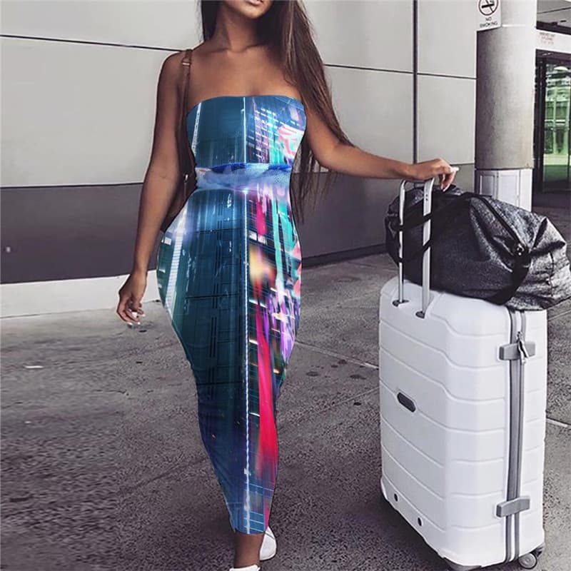 Fish Dress Women Tropical sleeveless Squid Sundress Animal Vestido Sexy Nebula Party