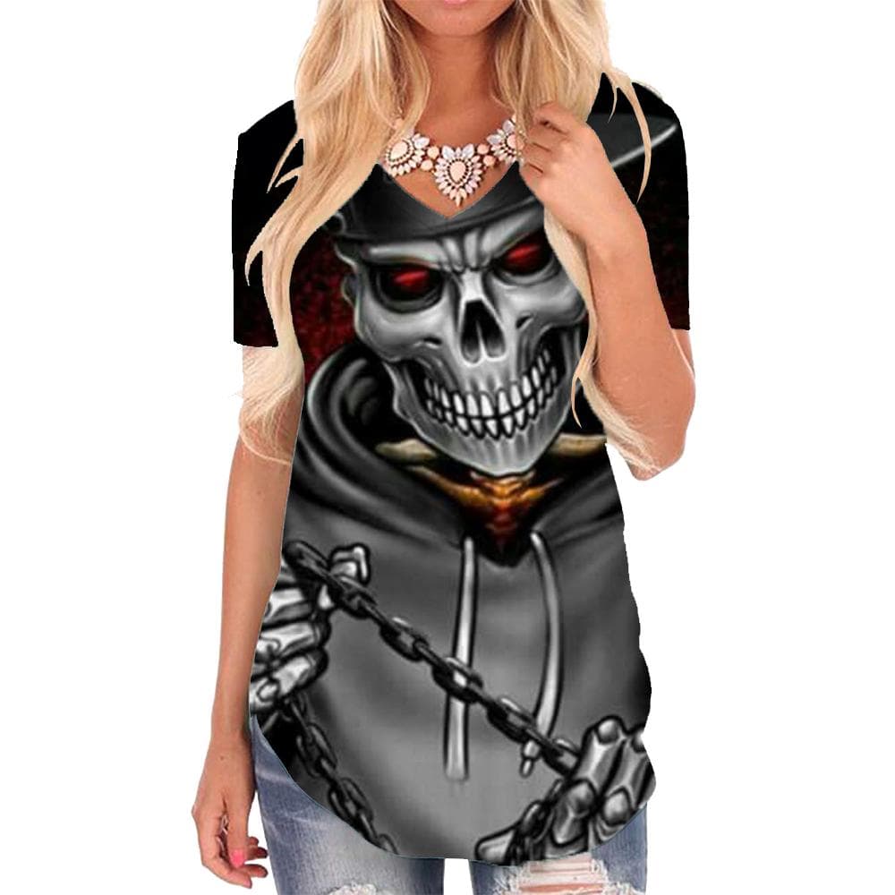 Skull T-shirt women Skeleton T-shirts 3d Rock Shirt Print Hip Hop Funny T shirts