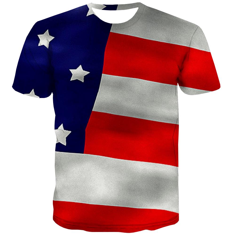 USA T shirts Men Flag Tshirts Novelty Statue Tshirts Casual Country Tshirt Anime