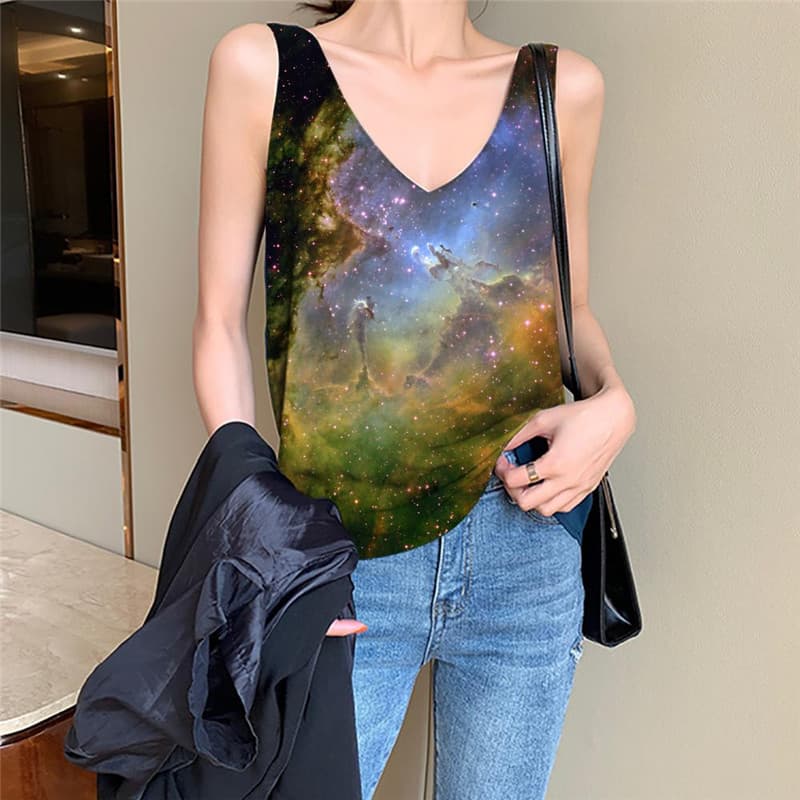 Galaxy Tank-Top women Space Vest Printed Universe Funny Top Hip Hop Anime Clothes