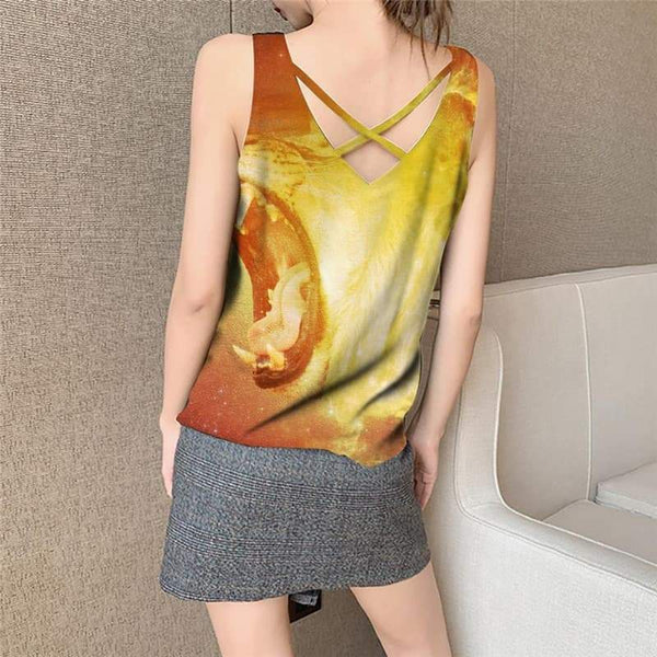 
Lion Tank Top Women Animal Sleeveless 3d Anime Funny Top Flame Anime Clothes Nebula Vest Printed - KYKU
                