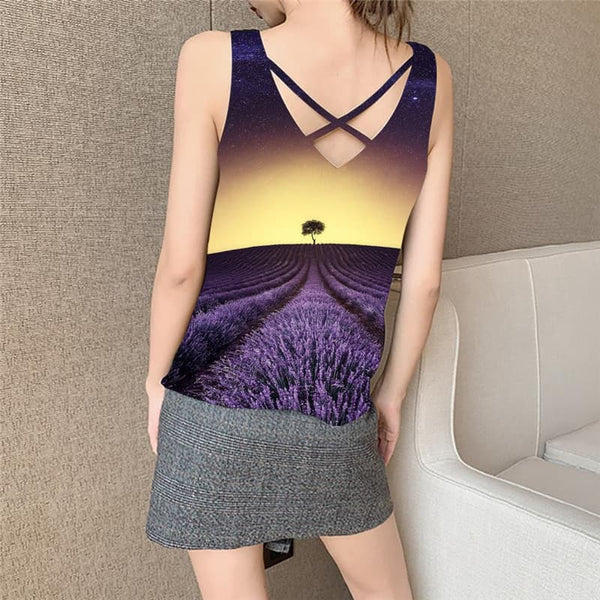 
Galaxy Tank-Top women Space Tank Tops Casual Universe Vest Printed Purple Funny Top Landscape Vest Print
                