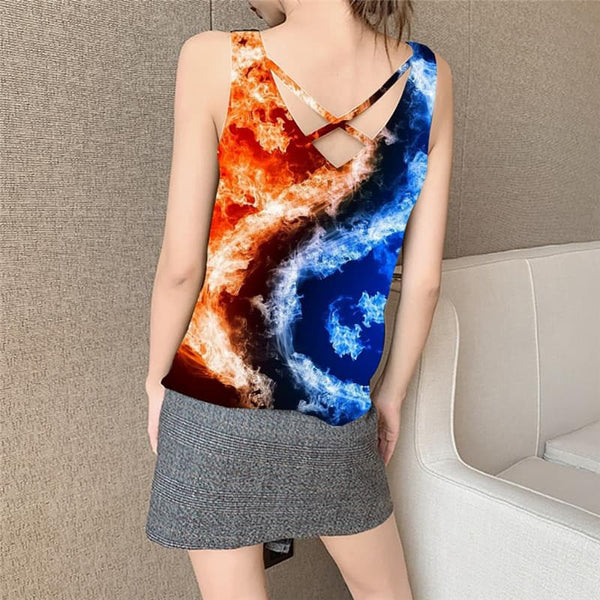 
Flame Tank-Top women Yinyang Anime Clothes Funny Vest Print Womens Clothing
                