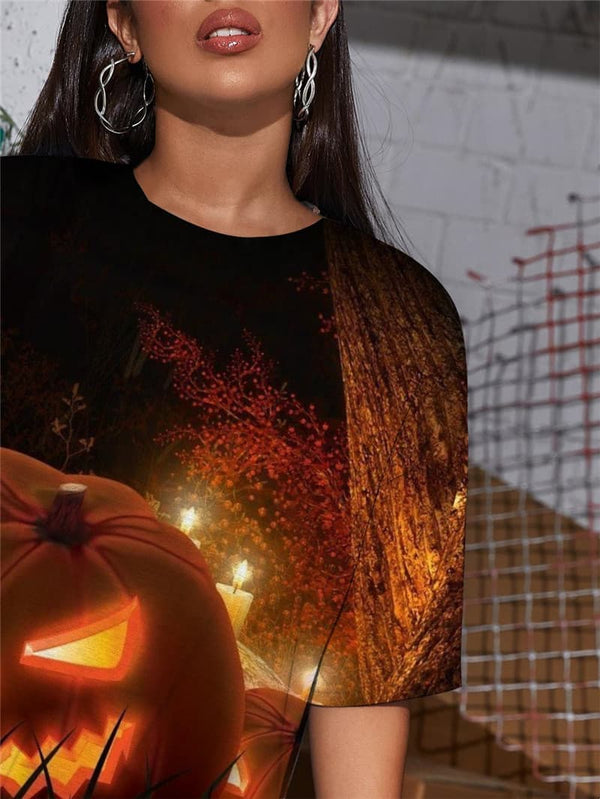 
Halloween T Shirt Women Pumpkin Funny T shirts Party Shirt Print Cosplay Summer
                