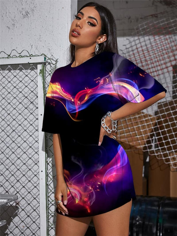 
Love T-shirt Women Colorful Tshirt Printed Flame Summer Couples Funny T shirts
                