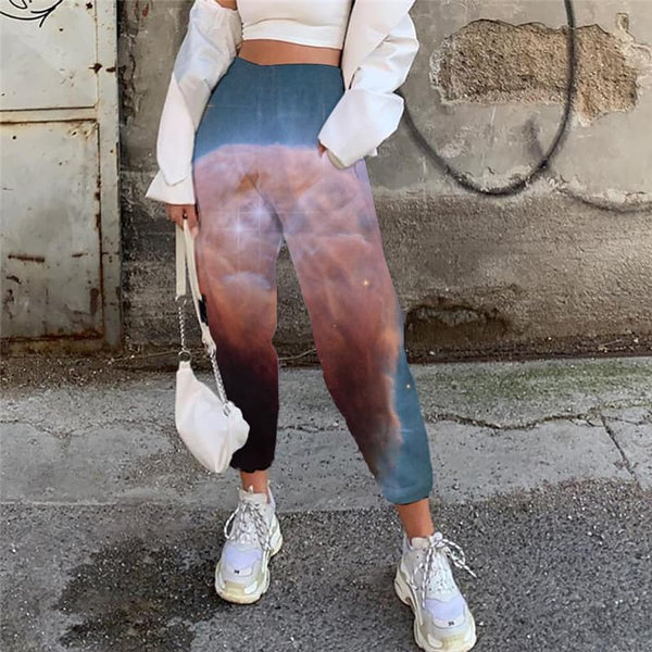 Galaxy Pants Women Space High Waist Pants Universe Trouser Nebula Casual Pant