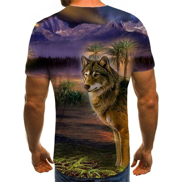 
Wolf T shirt Men Animal Tshirts Casual Landscape Anime Clothes Street Tshirt Printed
                