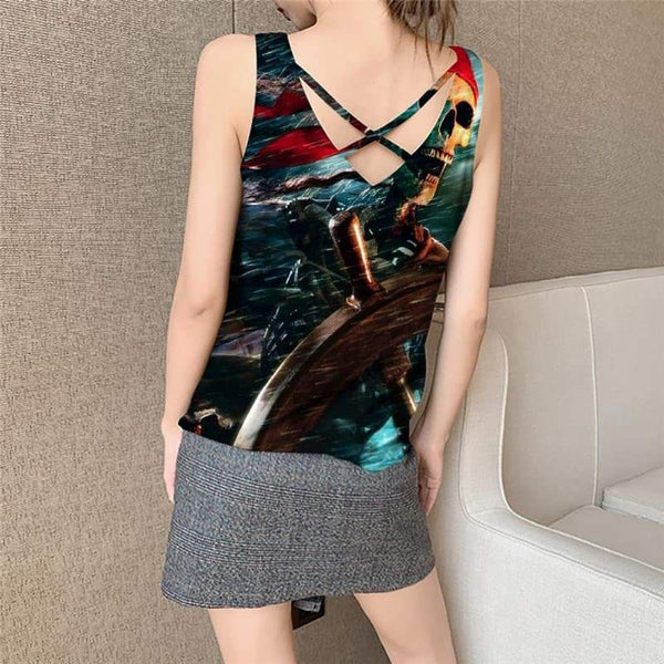 
Skull Tank-Top women Punk Vest Print Pirate Anime Clothes Rain Tank Tops Casual Ferry Sleeveless 3d - KYKU
                