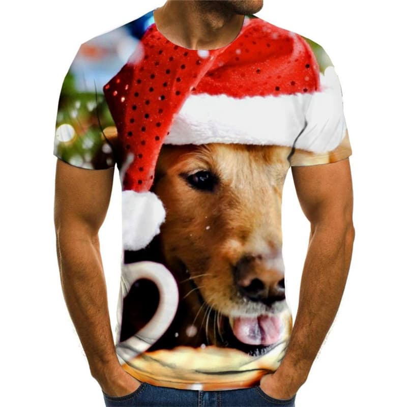 Christmas T shirts Men Animal Tshirts Novelty Dog Tshirt Printed New Year T-shirts 3d Harajuku Tshirts Cool