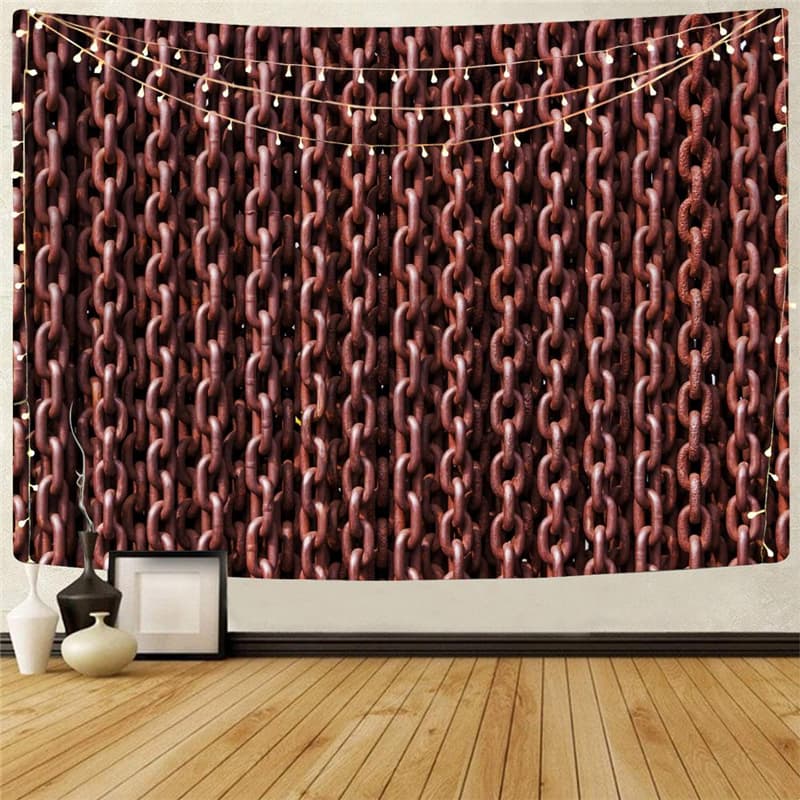 Iron Chain Tapiz Brown Rug Wall Metal Wall Tapestry Punk Rock Tenture Mandala