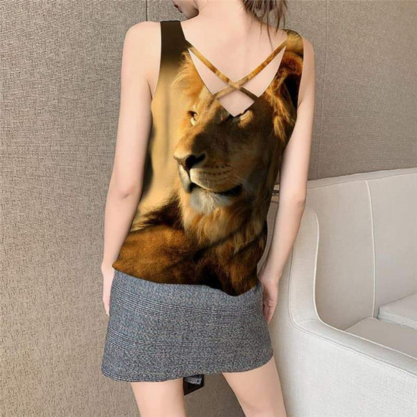 
Lion Tank Top Women Animal Tank Tops Casual Anime Funny Top Harajuku Anime Clothes Forest Vest Printed - KYKU
                