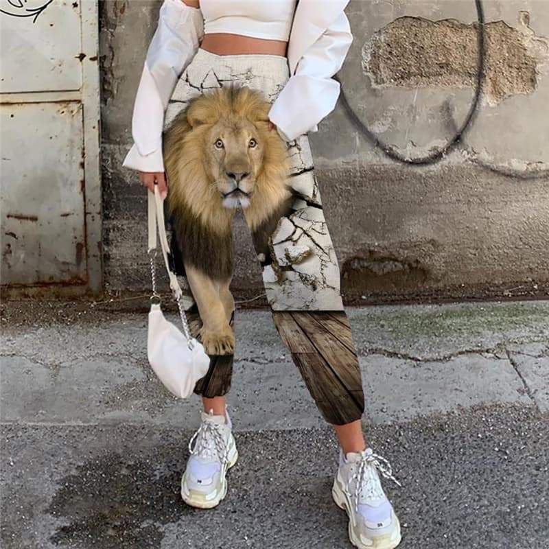Lion Pants Women Animal Jogger Pants Anime Trouser Cartoon Casual Pant Harajuku 3d Printed - KYKU