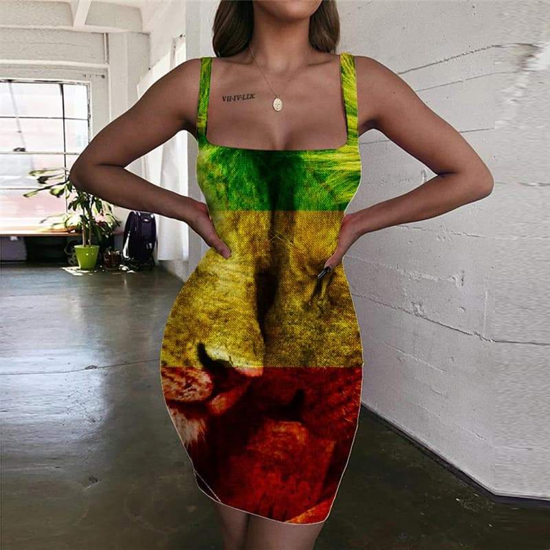 Lion Dress Women Animal Sundress Anime Halter Sleeveless Love 3d Print Family Vestido Sexy - KYKU