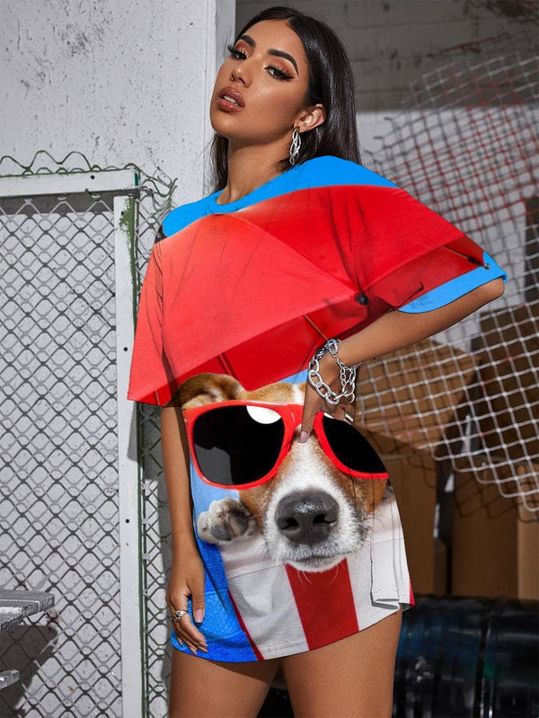 
Dog T-shirt Women Animal Tshirt Printed Hip Hop Gothic Rock Summer
                