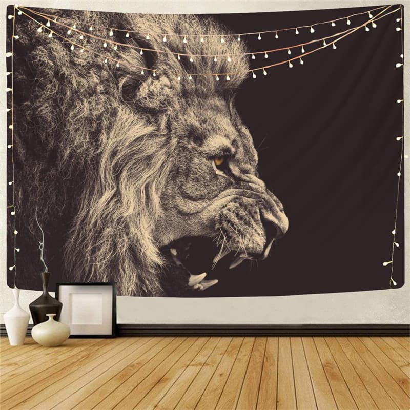 Lion Tapiz Animal Tenture Mandala Anime Rug Wall Harajuku Tapestries Ferocious Wall Tapestry