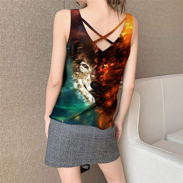 
Wolf Tank-Top women Animal Anime Clothes Anime Sleeveless 3d Nebula Tank Tops Casual Space Vest Printed - KYKU
                