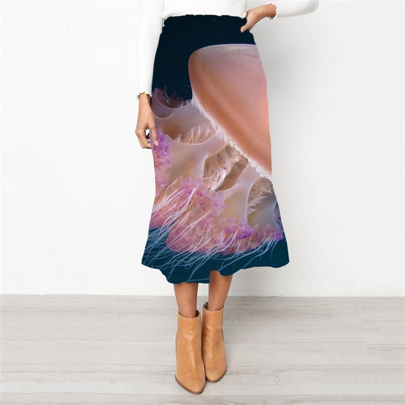 Jellyfish Skirt Women Harajuku High waist skirts Colorful Rock Frauen Ocean School skirt