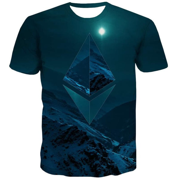 
Ethereum T-shirt Men Art Tshirt Printed Landscape Shirt Print Mountain Anime Clothes
                