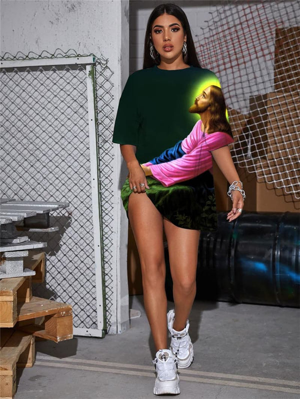 Jesus T-shirt Women Christian Gothic Sacred Summer Harajuku Punk Rock