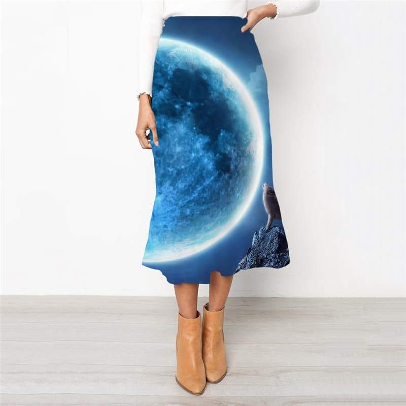 Wolf Skirt Women Animal High waist skirts Anime Skirt Ladies Cloud Rock Frauen - KYKU