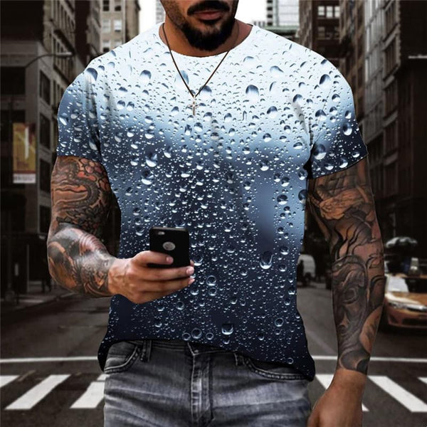 Raindrop T-shirt Men Novel Tshirts Casual Street Shirt Print Retro T-shirts 3d