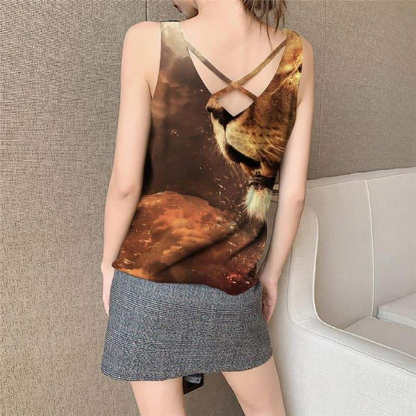 
Lion Tank Top Women Animal Tank Tops Casual Anime Funny Top Nebula Vest Printed Harajuku Vest Print - KYKU
                