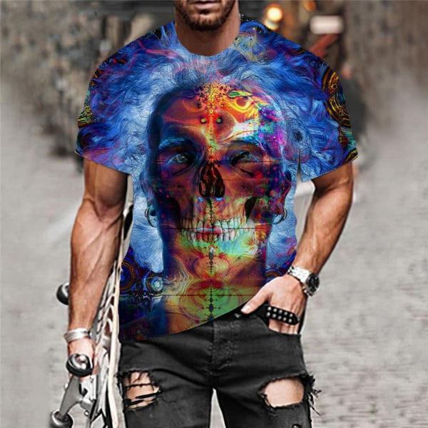 
Skull T shirt Men Colorful T-shirts 3d Abstract Tshirt Printed Psychedelic Shirt Print
                