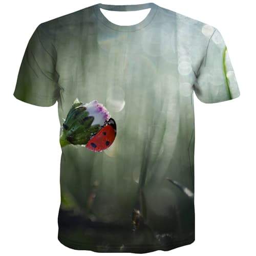 Insect T-shirt Men Flower Tshirts Casual Psychedelic Tshirt Printed Green T shirts Funny - KYKU