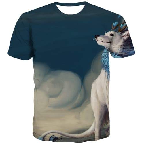 Wolf T shirts Men Animal T-shirts Graphic Graffiti T shirts Funny Nebula Shirt Print - KYKU