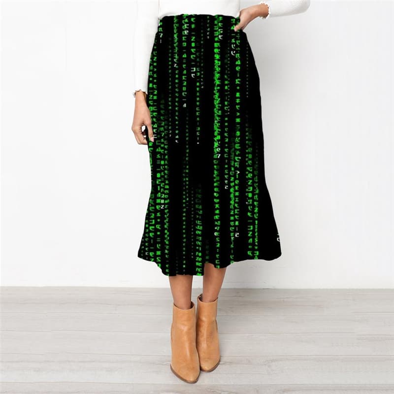 Abstract Skirts Women Digital Skirt Ladies Black High waist skirts Art School skirt
