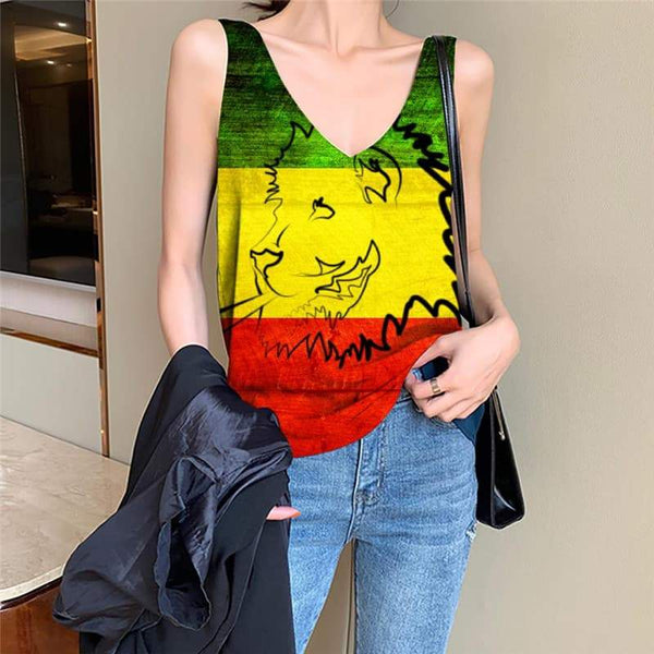 Lion Tank-Top women Animal Sleeveless 3d Anime Vest Printed Colorful Funny Top Harajuku Vest Print - KYKU