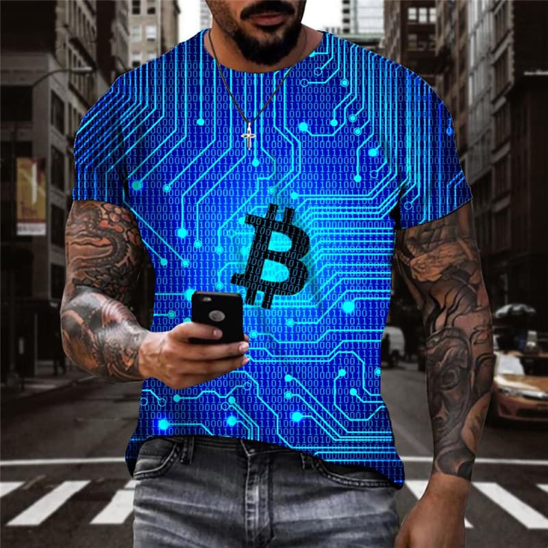 Bitcoin T-shirt Men Sail Shirt Print Landscape Funny T shirts Retro Tshirt Printed