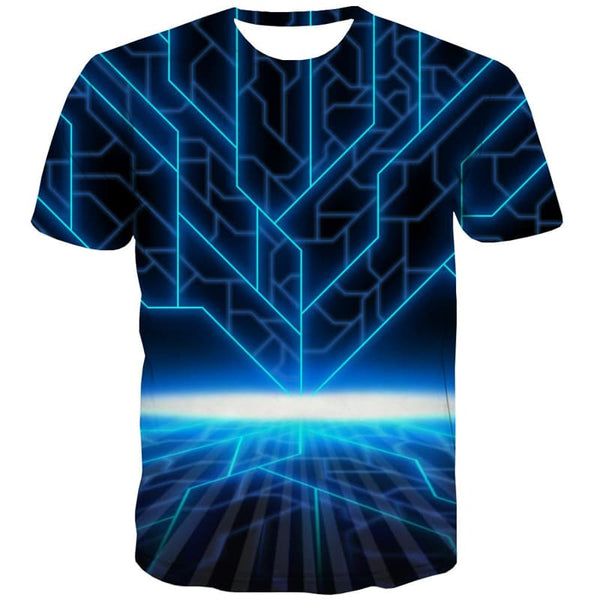 Technology T shirts Men Grid Shirt Print Aurora Tshirts Cool Short Sleeve