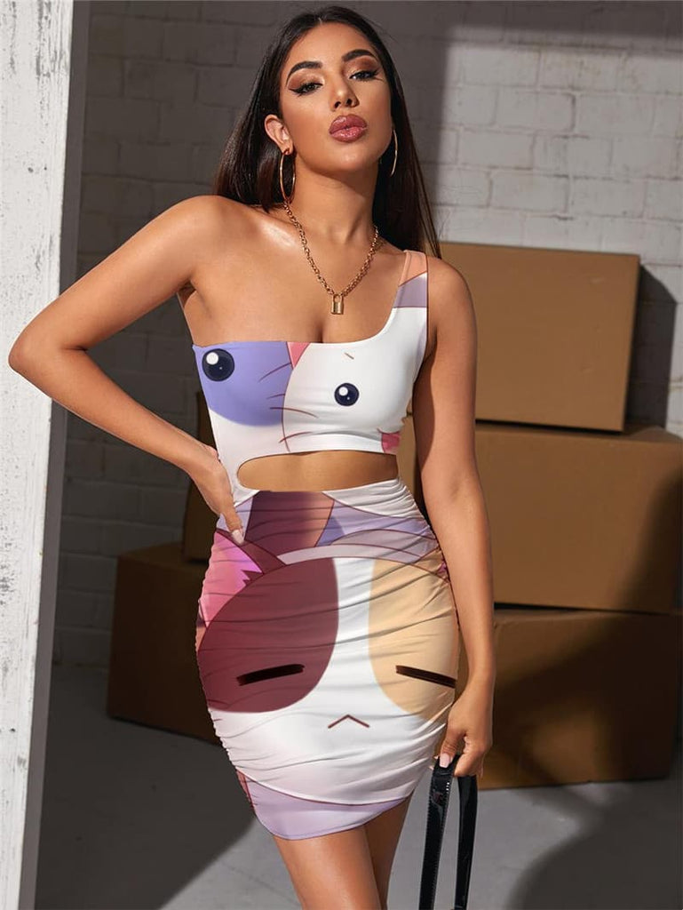 Cat Dresses Women Animal Bodycon Dress Lovely 3d Print Home Vestido Sexy Lovely Pleating