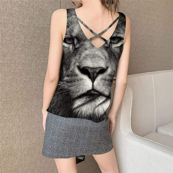 
Lion Tank Top Women Animal Vest Printed Anime Tank Tops Casual Head Sleeveless 3d Hip Hop Funny Top - KYKU
                