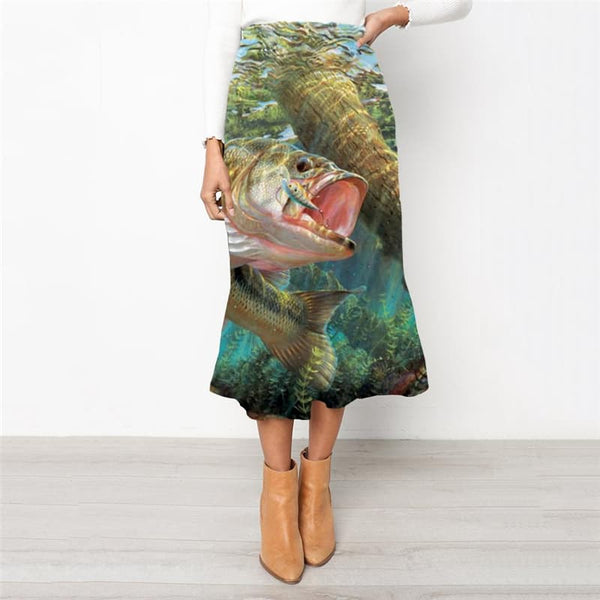 Fish Skirt Women Fisherman Skirt Ladies Metal Rock Frauen Animal High waist skirts Ocean School skirt