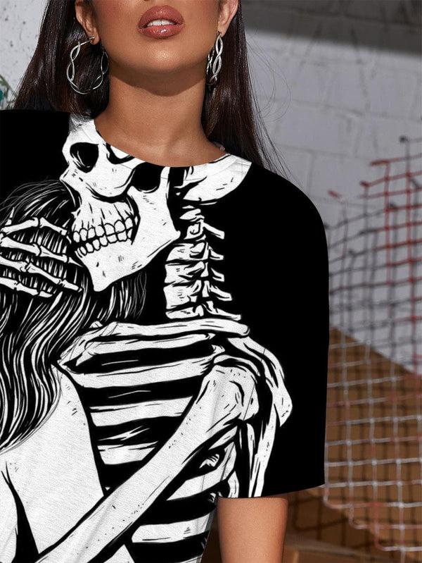 
Skull T-shirt Women Skeleton T-shirts 3d Love Shirt Print Novel Funny T shirts Harajuku Gothic
                