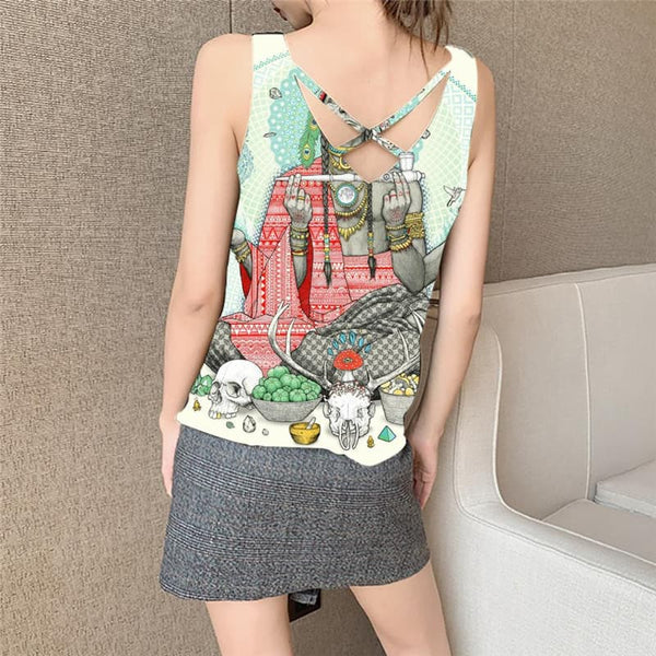 
Indios Tank Top Women Skull Funny Top Food Vest Print Animal Vest Printed
                