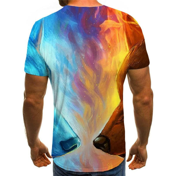 
Wolf T shirt Men Animal Tshirts Casual War Tshirt Printed Flame Shirt Print
                