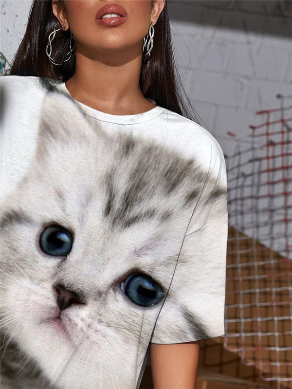 
Animal T-shirt Women Cat Gothic Lovely Summer Harajuku T-shirts 3d
                