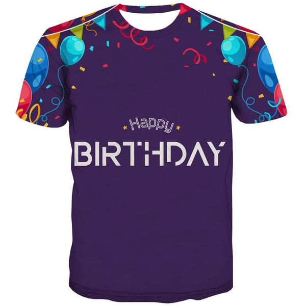 
Happy Birthday T-shirt Men Colorful T-shirts 3d Balloon Shirt Print Ribbon Funny T shirts
                