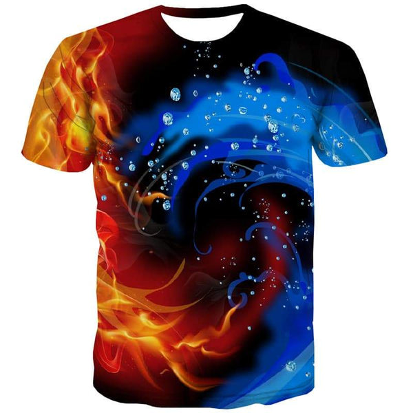 Flame T-shirt Men Raindrop Tshirt Printed Surf Tshirts Novelty Colorful Tshirt Anime - KYKU